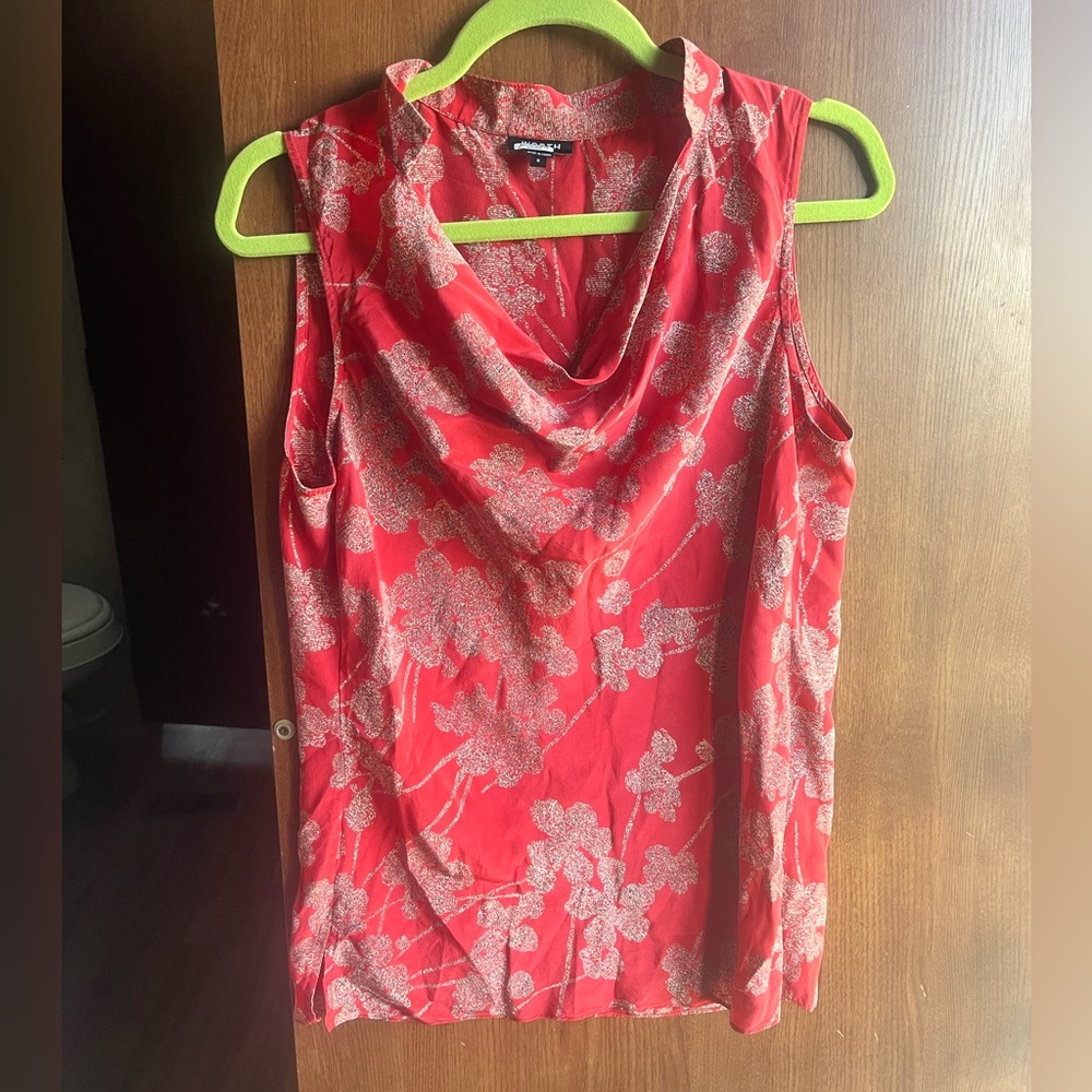 WORTH Red Floral 100% silk Sleeveless Top